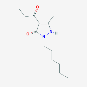 molecular formula C13H22N2O2 B14205065 2-Hexyl-5-methyl-4-propanoyl-1,2-dihydro-3H-pyrazol-3-one CAS No. 824976-28-5