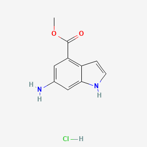molecular formula C10H11ClN2O2 B1420529 Methyl 6-amino-1H-indole-4-carboxylate hydrochloride CAS No. 731810-08-5