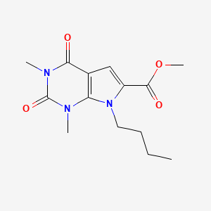 molecular formula C14H19N3O4 B1420531 methyl 7-butyl-1,3-dimethyl-2,4-dioxo-2,3,4,7-tetrahydro-1H-pyrrolo[2,3-d]pyrimidine-6-carboxylate CAS No. 1086386-32-4