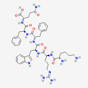 molecular formula C46H62N12O8 B14205571 L-Lysyl-N~5~-(diaminomethylidene)-L-ornithyl-L-tryptophyl-L-phenylalanyl-L-phenylalanyl-L-glutamine CAS No. 824959-25-3