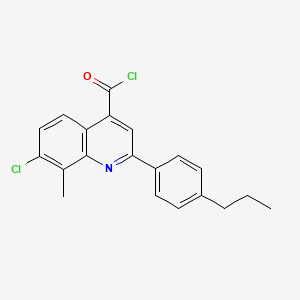 molecular formula C20H17Cl2NO B1420563 7-Chloro-8-methyl-2-(4-propylphenyl)quinoline-4-carbonyl chloride CAS No. 1160256-08-5