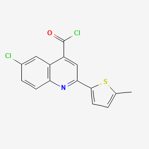 molecular formula C15H9Cl2NOS B1420570 6-Chloro-2-(5-methyl-2-thienyl)quinoline-4-carbonyl chloride CAS No. 1160263-07-9