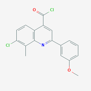 molecular formula C18H13Cl2NO2 B1420571 7-氯-2-(3-甲氧基苯基)-8-甲基喹啉-4-羰基氯 CAS No. 1160263-68-2