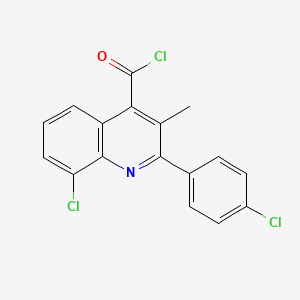 molecular formula C17H10Cl3NO B1420572 8-Chloro-2-(4-chlorophenyl)-3-methylquinoline-4-carbonyl chloride CAS No. 1160257-04-4