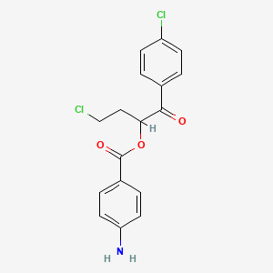 molecular formula C17H15Cl2NO3 B1420575 3-Chloro-1-(4-chlorobenzoyl)propyl 4-aminobenzoate CAS No. 1160264-24-3