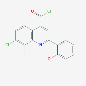 molecular formula C18H13Cl2NO2 B1420584 7-Chloro-2-(2-methoxyphenyl)-8-methylquinoline-4-carbonyl chloride CAS No. 1160263-70-6