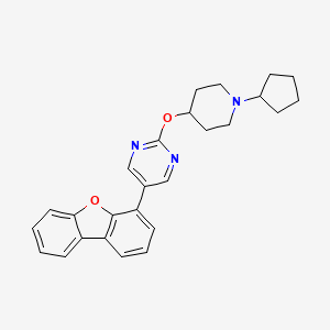 molecular formula C26H27N3O2 B14206001 Pyrimidine, 2-[(1-cyclopentyl-4-piperidinyl)oxy]-5-(4-dibenzofuranyl)- CAS No. 832734-91-5