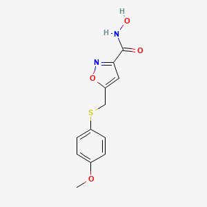 molecular formula C12H12N2O4S B14206079 N-Hydroxy-5-{[(4-methoxyphenyl)sulfanyl]methyl}-1,2-oxazole-3-carboxamide CAS No. 823220-07-1