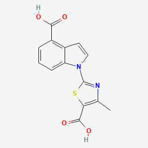 molecular formula C14H10N2O4S B1420624 1-(5-Carboxy-4-methyl-1,3-thiazol-2-YL)-1H-indole-4-carboxylic acid CAS No. 1160264-33-4