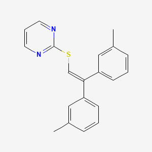 molecular formula C20H18N2S B14206257 Pyrimidine, 2-[[2,2-bis(3-methylphenyl)ethenyl]thio]- CAS No. 780756-12-9