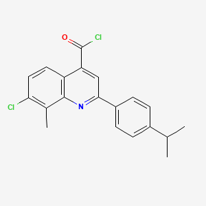 molecular formula C20H17Cl2NO B1420628 7-Chloro-2-(4-isopropylphenyl)-8-methylquinoline-4-carbonyl chloride CAS No. 1160256-12-1