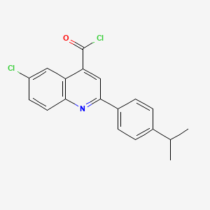 molecular formula C19H15Cl2NO B1420640 6-Chloro-2-(4-isopropylphenyl)quinoline-4-carbonyl chloride CAS No. 1160263-18-2
