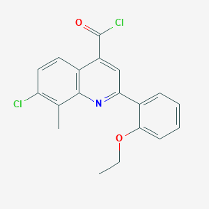 molecular formula C19H15Cl2NO2 B1420655 7-Chloro-2-(2-ethoxyphenyl)-8-methylquinoline-4-carbonyl chloride CAS No. 1160263-76-2