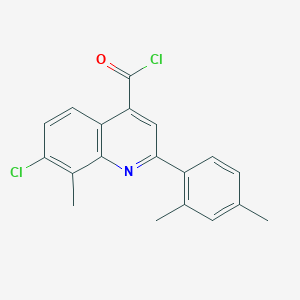 molecular formula C19H15Cl2NO B1420663 7-Chloro-2-(2,4-dimethylphenyl)-8-methylquinoline-4-carbonyl chloride CAS No. 1160256-48-3