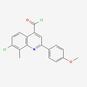 molecular formula C18H13Cl2NO2 B1420664 7-Chloro-2-(4-methoxyphenyl)-8-methylquinoline-4-carbonyl chloride CAS No. 1160263-66-0