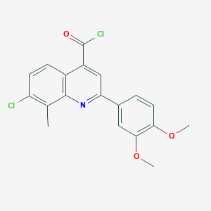 molecular formula C19H15Cl2NO3 B1420665 7-Chloro-2-(3,4-dimethoxyphenyl)-8-methylquinoline-4-carbonyl chloride CAS No. 1160256-52-9