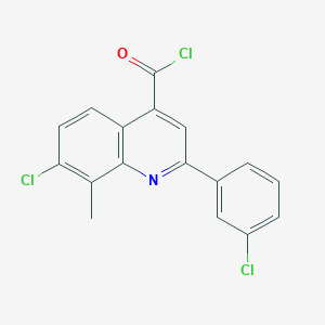 molecular formula C17H10Cl3NO B1420670 7-Chloro-2-(3-chlorophenyl)-8-methylquinoline-4-carbonyl chloride CAS No. 1160263-58-0