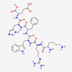 molecular formula C43H59N13O9 B14206834 L-Lysyl-N~5~-(diaminomethylidene)-L-ornithyl-L-tryptophyl-L-phenylalanyl-L-histidyl-L-glutamic acid CAS No. 824959-23-1