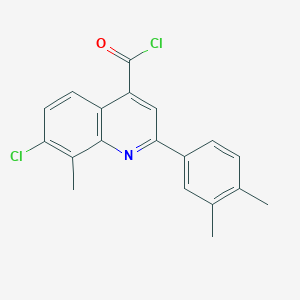 molecular formula C19H15Cl2NO B1420703 7-Chloro-2-(3,4-dimethylphenyl)-8-methylquinoline-4-carbonyl chloride CAS No. 1160256-40-5