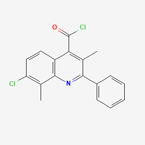 molecular formula C18H13Cl2NO B1420704 7-Chloro-3,8-dimethyl-2-phenylquinoline-4-carbonyl chloride CAS No. 1160256-98-3
