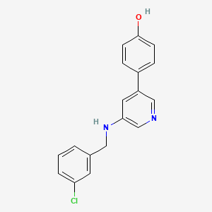 molecular formula C18H15ClN2O B14207068 Phenol, 4-[5-[[(3-chlorophenyl)methyl]amino]-3-pyridinyl]- CAS No. 821784-60-5