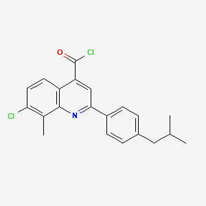 molecular formula C21H19Cl2NO B1420711 7-Chloro-2-(4-isobutylphenyl)-8-methylquinoline-4-carbonyl chloride CAS No. 1160256-36-9