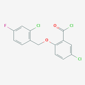 molecular formula C14H8Cl3FO2 B1420718 5-Chloro-2-[(2-chloro-4-fluorobenzyl)oxy]benzoyl chloride CAS No. 1160260-39-8