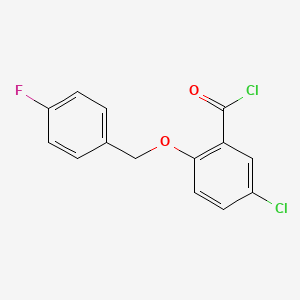 molecular formula C14H9Cl2FO2 B1420726 5-Chloro-2-[(4-fluorobenzyl)oxy]benzoyl chloride CAS No. 1160260-10-5