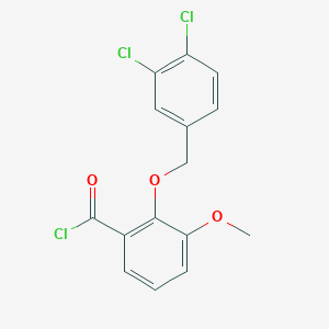 molecular formula C15H11Cl3O3 B1420734 2-[(3,4-Dichlorobenzyl)oxy]-3-methoxybenzoyl chloride CAS No. 1160251-31-9