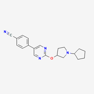 molecular formula C20H22N4O B14207402 Benzonitrile, 4-[2-[(1-cyclopentyl-3-pyrrolidinyl)oxy]-5-pyrimidinyl]- CAS No. 832734-55-1