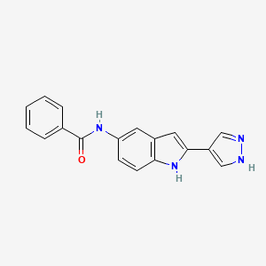 molecular formula C18H14N4O B14207495 n-[2-(1h-Pyrazol-4-yl)-1h-indol-5-yl]benzamide CAS No. 827318-33-2