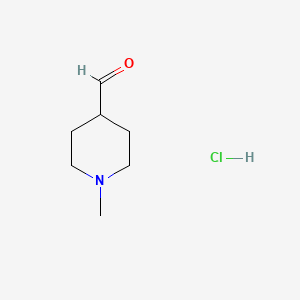 molecular formula C7H14ClNO B1420750 1-Methyl-4-piperidinecarbaldehyde hydrochloride CAS No. 1107639-19-9