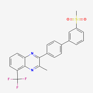 molecular formula C23H17F3N2O2S B1420759 Quinoxaline, 3-methyl-2-[3'-(methylsulfonyl)[1,1'-biphenyl]-4-yl]-5-(trifluoromethyl)- 