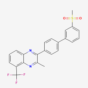 molecular formula C23H17F3N2O2S B1420759 Quinoxaline, 3-methyl-2-[3'-(methylsulfonyl)[1,1'-biphenyl]-4-yl]-5-(trifluoromethyl)- CAS No. 1221265-37-7