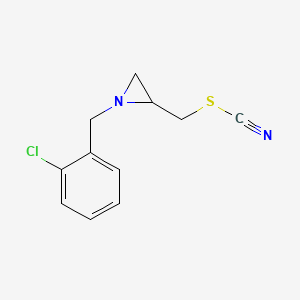 molecular formula C11H11ClN2S B14207770 Thiocyanic acid, [1-[(2-chlorophenyl)methyl]-2-aziridinyl]methyl ester CAS No. 832724-82-0