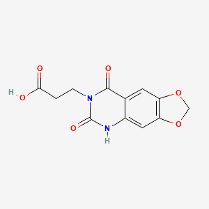 molecular formula C12H10N2O6 B1420796 3-(6,8-dioxo-5,8-dihydro[1,3]dioxolo[4,5-g]quinazolin-7(6H)-yl)propanoic acid CAS No. 892293-07-1