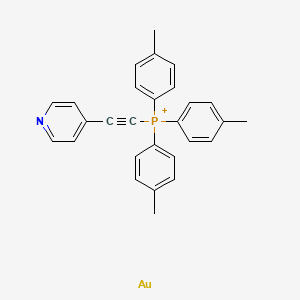 molecular formula C28H25AuNP+ B14207996 gold;tris(4-methylphenyl)-(2-pyridin-4-ylethynyl)phosphanium CAS No. 825628-24-8