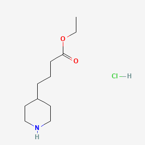 molecular formula C11H22ClNO2 B1420802 Ethyl 4-(piperidin-4-yl)butanoate hydrochloride CAS No. 473987-07-4