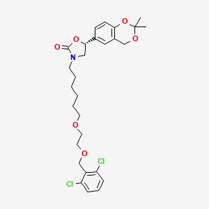 molecular formula C28H35Cl2NO6 B1420808 2-Oxazolidinone, 3-[6-[2-[(2,6-dichlorophenyl)Methoxy]ethoxy]hexyl]-5-(2,2-diMethyl-4H-1, 3-benzodioxin-6-yl)-, (5R)- CAS No. 503068-36-8