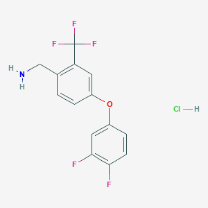 molecular formula C14H11ClF5NO B1420820 [4-(3,4-Difluorophenoxy)-2-(trifluoromethyl)phenyl]methanamine hydrochloride CAS No. 1221725-70-7