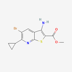 molecular formula C12H11BrN2O2S B1420840 Methyl 3-amino-5-bromo-6-cyclopropylthieno[2,3-b]pyridine-2-carboxylate CAS No. 1221791-57-6