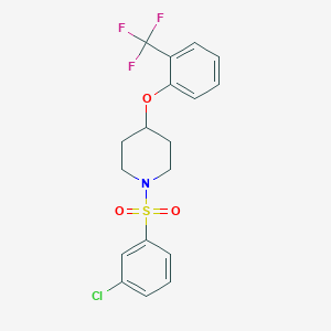 molecular formula C18H17ClF3NO3S B14208413 Piperidine, 1-[(3-chlorophenyl)sulfonyl]-4-[2-(trifluoromethyl)phenoxy]- CAS No. 823782-63-4