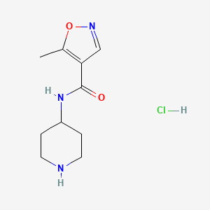 molecular formula C10H16ClN3O2 B1420854 5-methyl-N-(piperidin-4-yl)-1,2-oxazole-4-carboxamide hydrochloride CAS No. 1221722-77-5