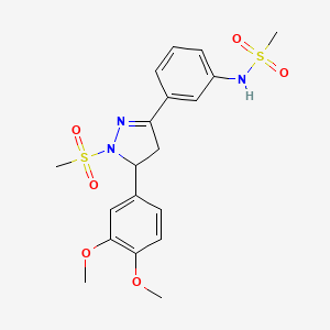 molecular formula C19H23N3O6S2 B14208676 N-(3-(5-(3,4-dimethoxyphenyl)-1-(methylsulfonyl)-4,5-dihydro-1H-pyrazol-3-yl)phenyl)methanesulfonamide 