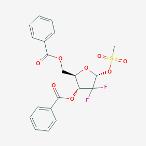 molecular formula C20H18F2O8S B142089 ((2R,3R,5R)-3-(Benzoyloxy)-4,4-difluoro-5-((methylsulfonyl)oxy)tetrahydrofuran-2-yl)methyl benzoate CAS No. 134877-42-2