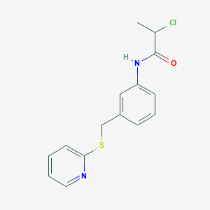 molecular formula C15H15ClN2OS B1420914 2-chloro-N-{3-[(pyridin-2-ylsulfanyl)methyl]phenyl}propanamide CAS No. 1235440-69-3