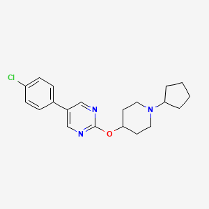 molecular formula C20H24ClN3O B14209292 Pyrimidine, 5-(4-chlorophenyl)-2-[(1-cyclopentyl-4-piperidinyl)oxy]- CAS No. 832734-87-9