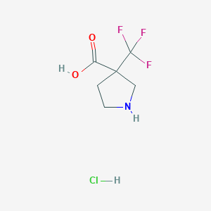 molecular formula C6H9ClF3NO2 B1420940 3-(Trifluoromethyl)pyrrolidine-3-carboxylic acid hydrochloride CAS No. 1235439-68-5