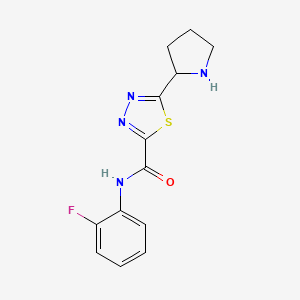 molecular formula C13H13FN4OS B1420984 N-(2-Fluorophenyl)-5-pyrrolidin-2-yl-1,3,4-thiadiazole-2-carboxamide CAS No. 1217863-01-8