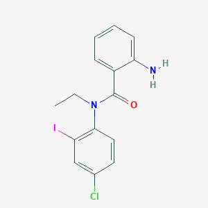 molecular formula C15H14ClIN2O B14209849 Benzamide, 2-amino-N-(4-chloro-2-iodophenyl)-N-ethyl- CAS No. 826991-74-6